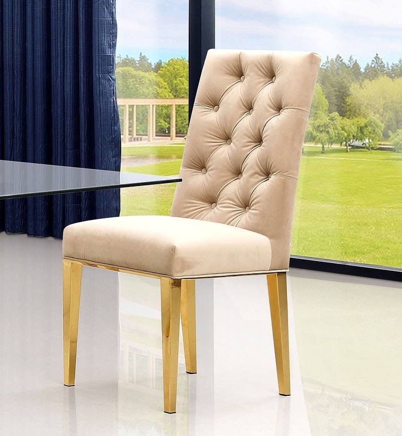 Beige Velvet Dining Chair - Set of 2 Y4684