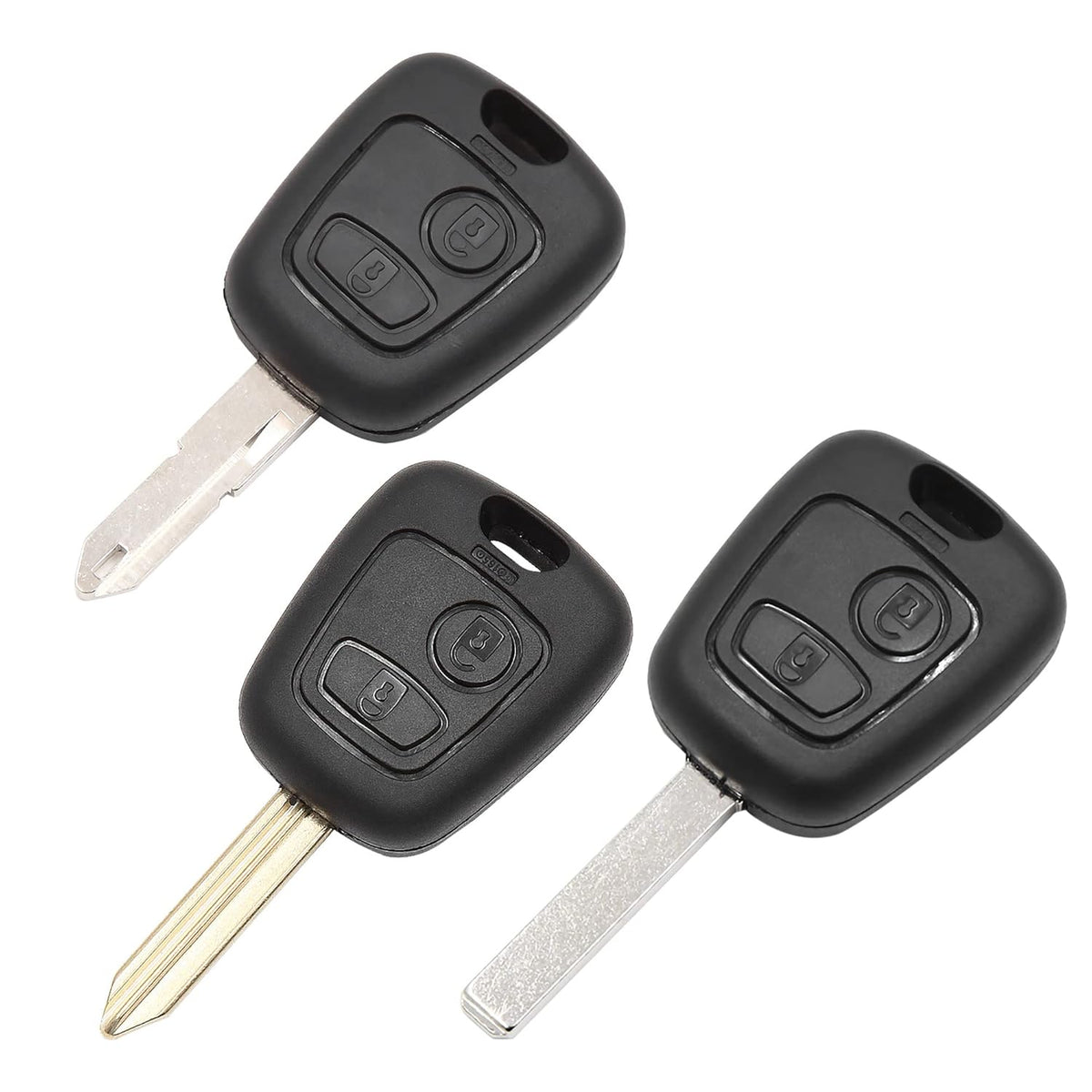 65pcs 2 Buttons Uncut Insert Key Fob Case Remote Control Shell for Citroen for Peugeot 106 206 306 107 207 307 Pack of 2 B57665