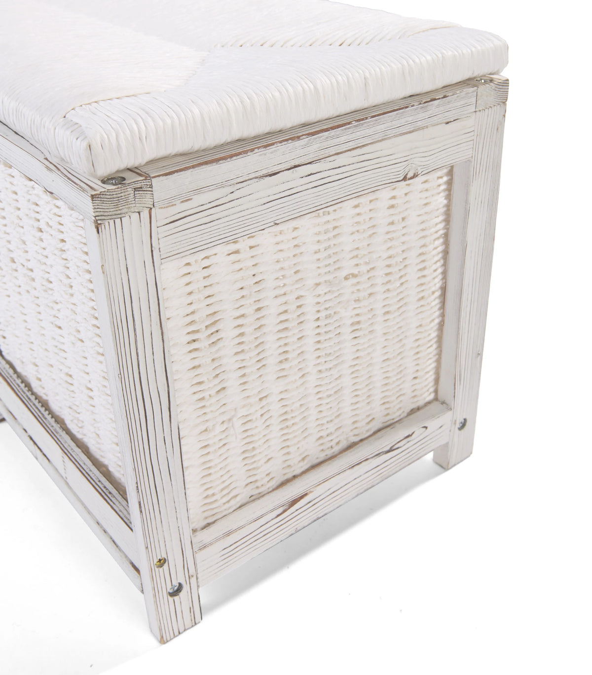 Brown Woven Top Storage Bench with Baskets M11962