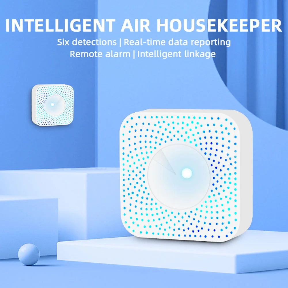 6-in-1 Air Quality Monitor PM2.5 Formaldehyde TVOC CO2 Temperature Humidity J43863