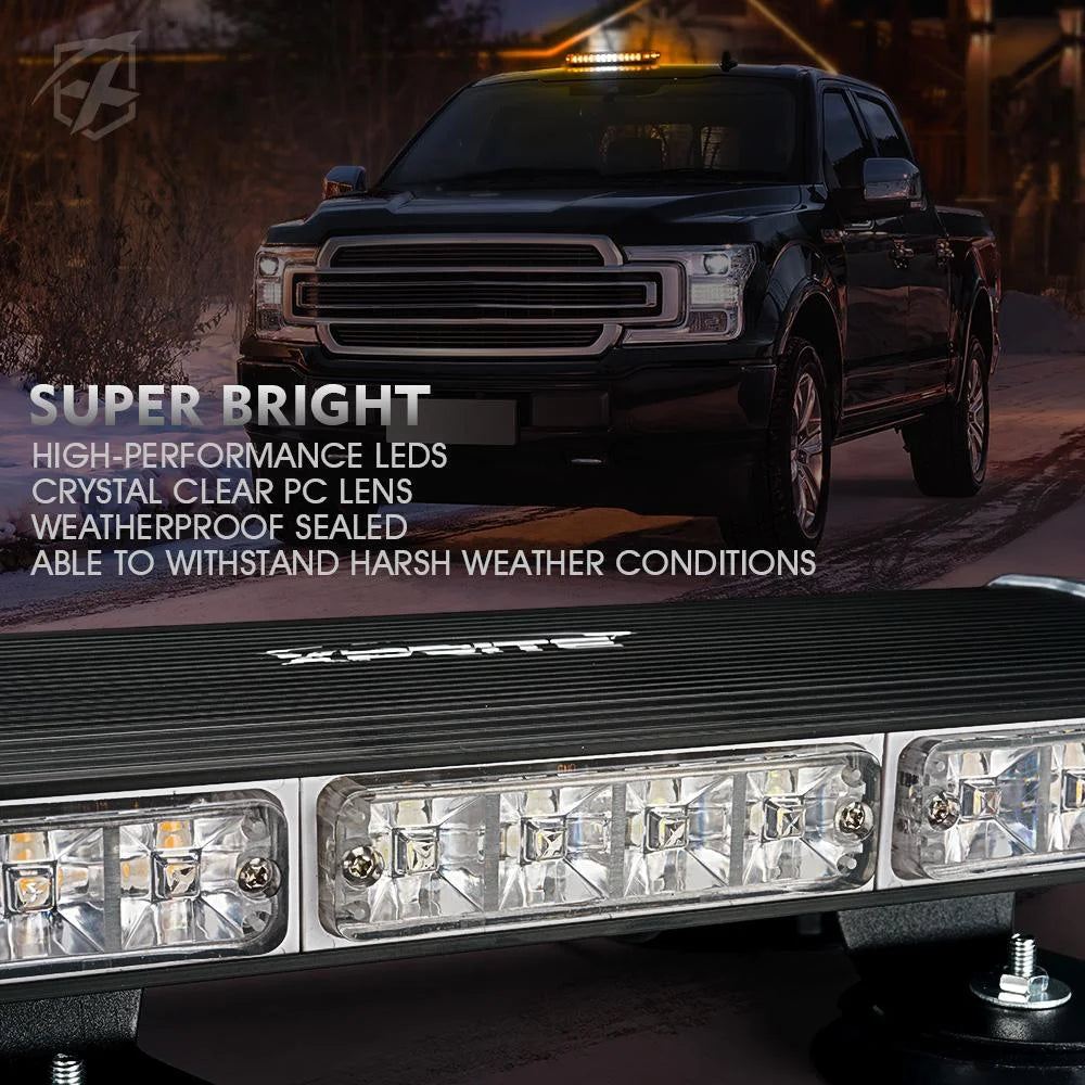 White Amber Emergency Rooftop Strobe Light with Magnetic Mount F1157