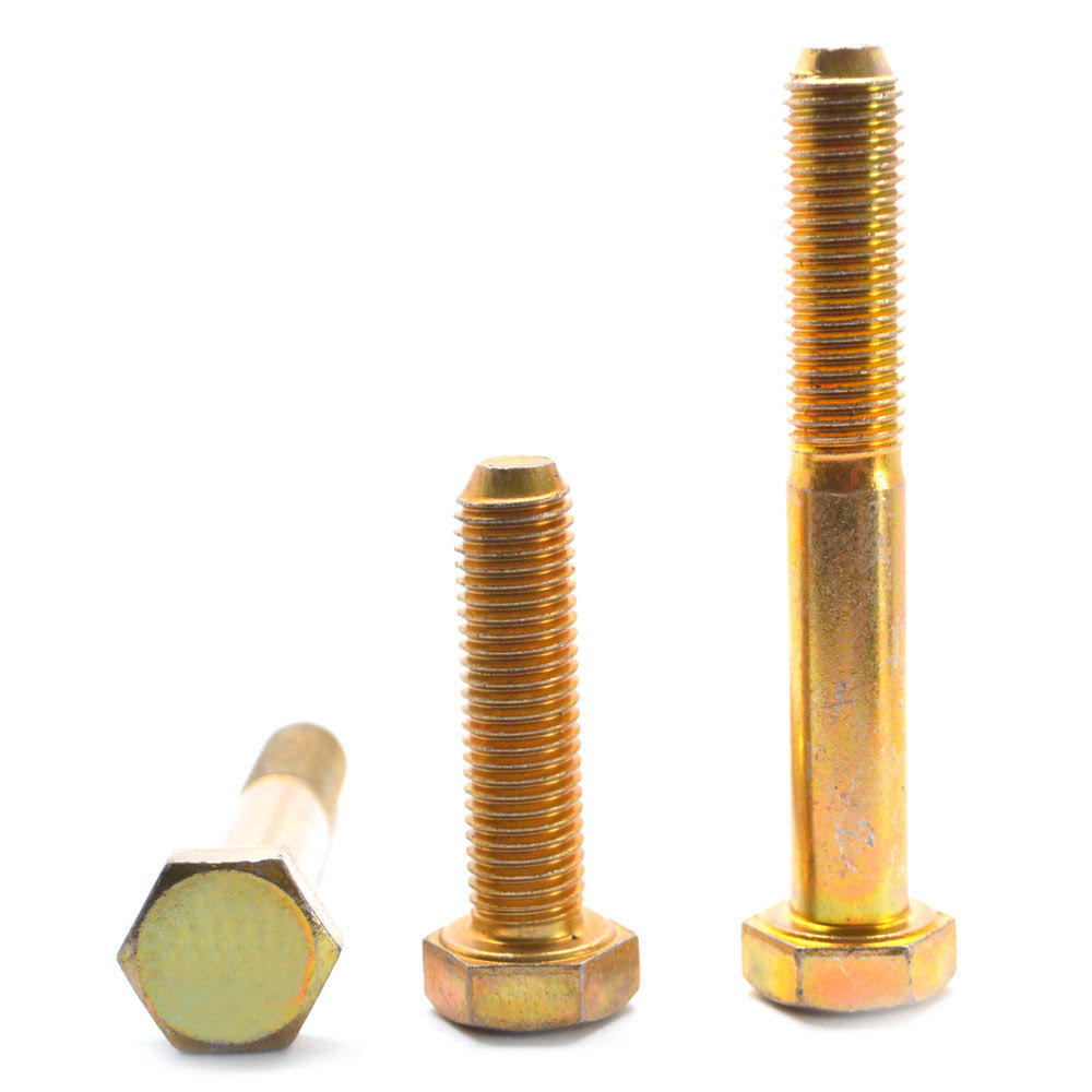 3/8-16 x 2 1/2 Coarse Thread Grade BD Hex Cap Screw - USA Alloy Steel Yellow Zinc Plated B468