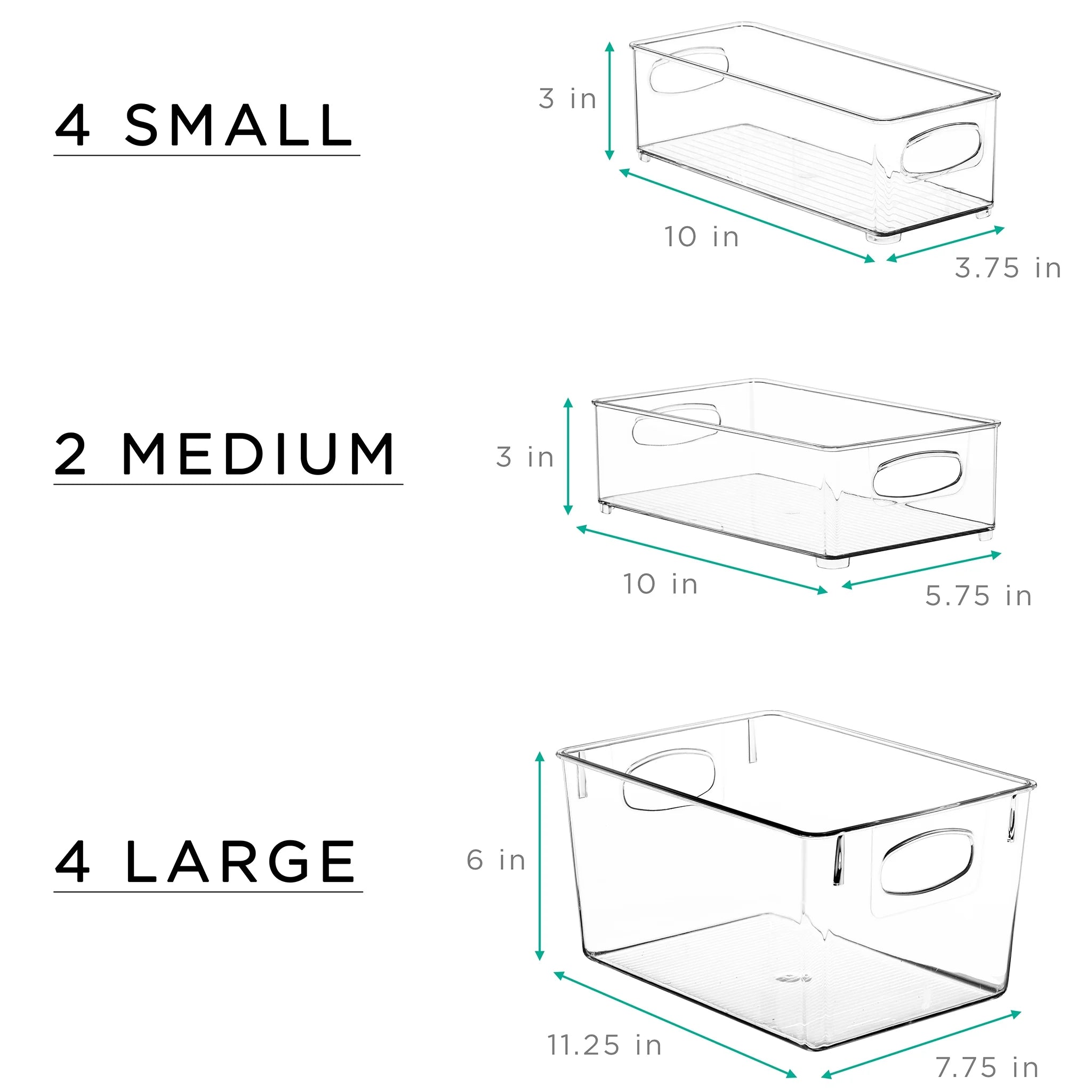 Set of 10 Kitchen Pantry Storage Bins X6770