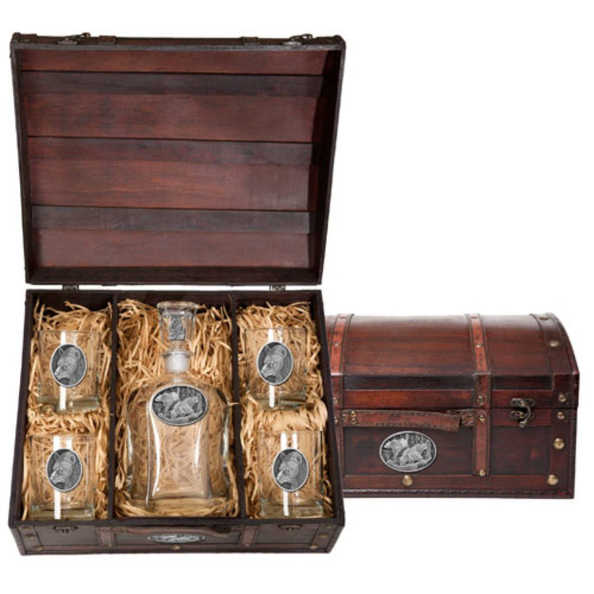 Black Bear Capitol Decanter Chest Set Q160