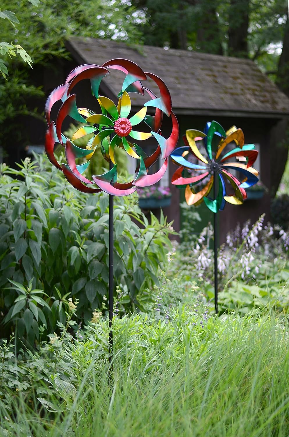 Multicolor Garden Art Spinner with Wind Powered Lights G935253