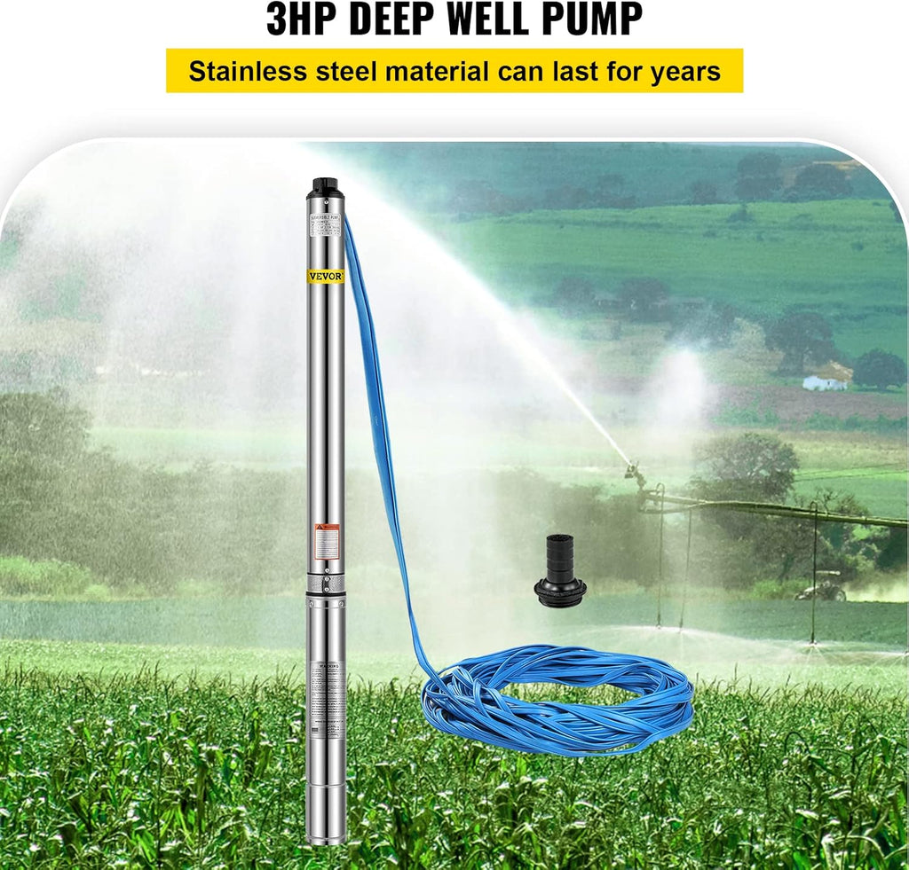 Stainless Steel Submersible Well Pump 3 HP 220V 42GPM H126632