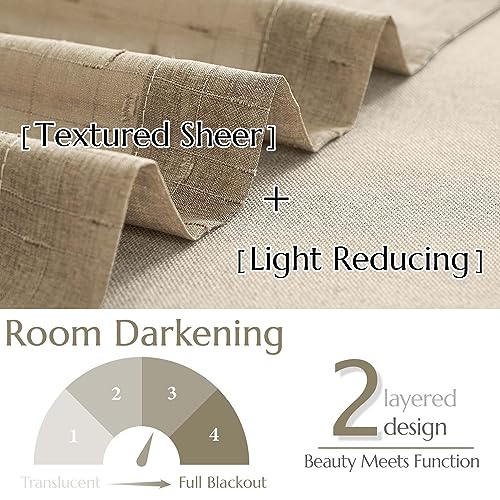 Beige Linen Sheer Valance 18 Inch Rod Pocket 1 Panel Y198