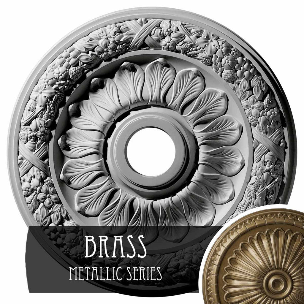24x22OD x 4x22ID x 1 1/2x22P Ceiling Medallion, Hand-Painted Brass F542395