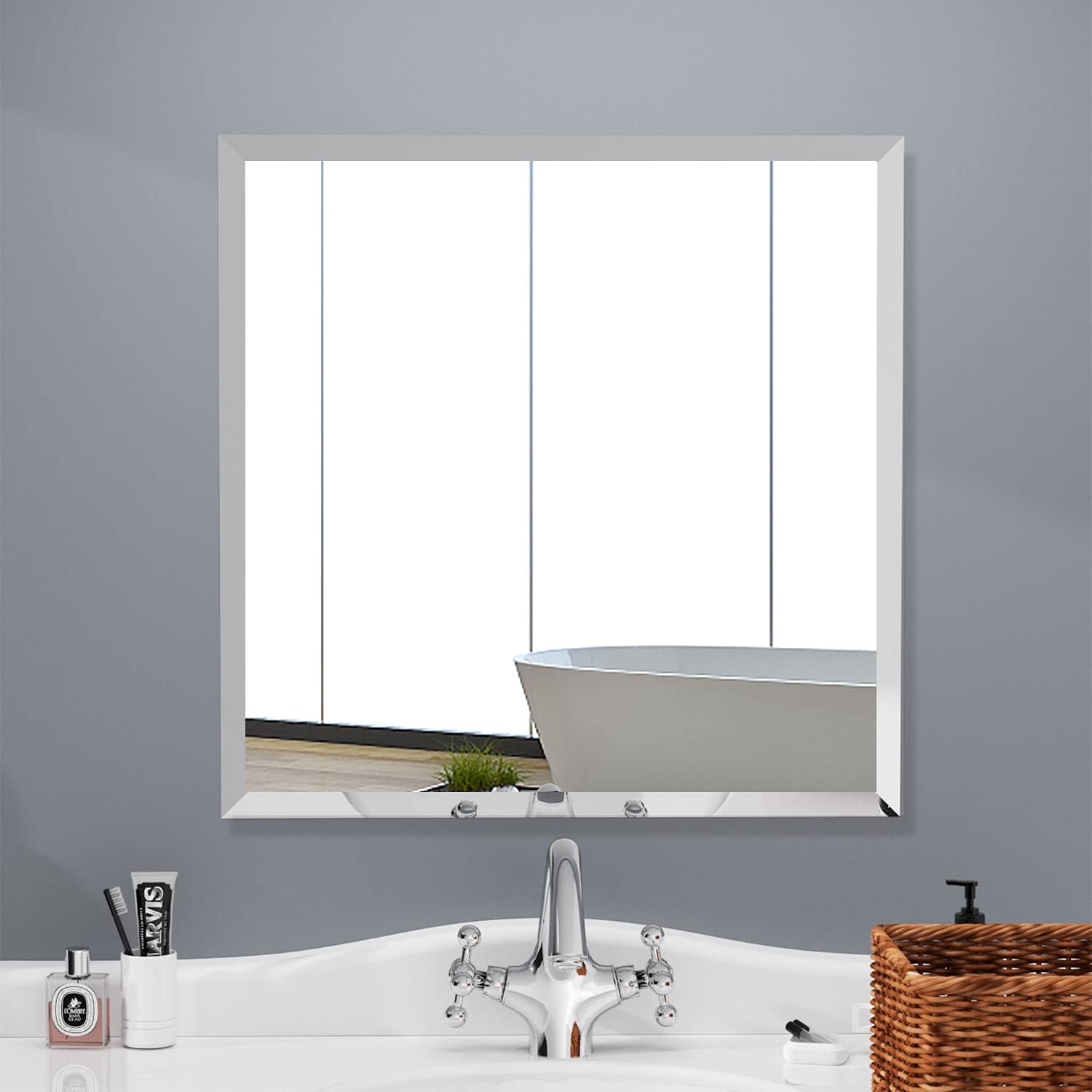 Scalloped Frameless Wall Mirror 17.7x23.6 in Y39939