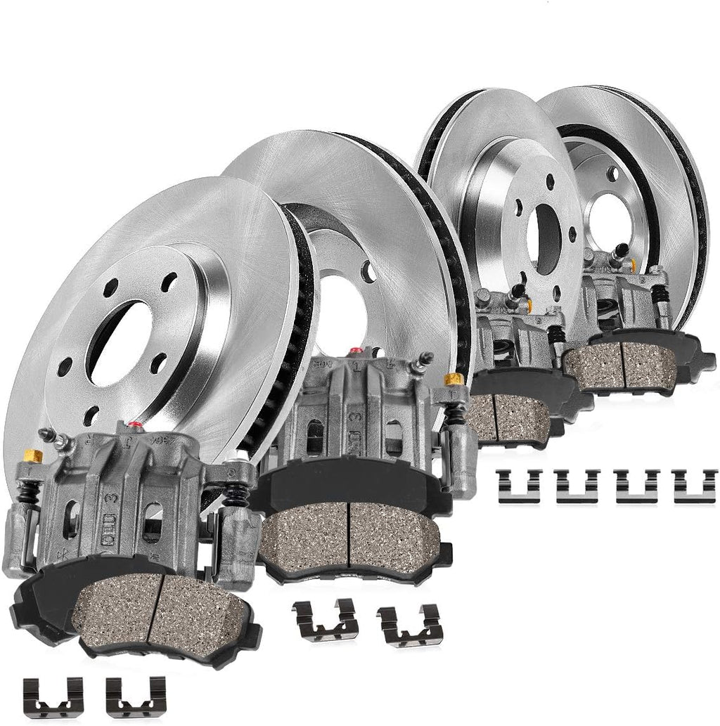 FRONT + REAR OE Calipers + Rotors + Ceramic Pads Kit W2969