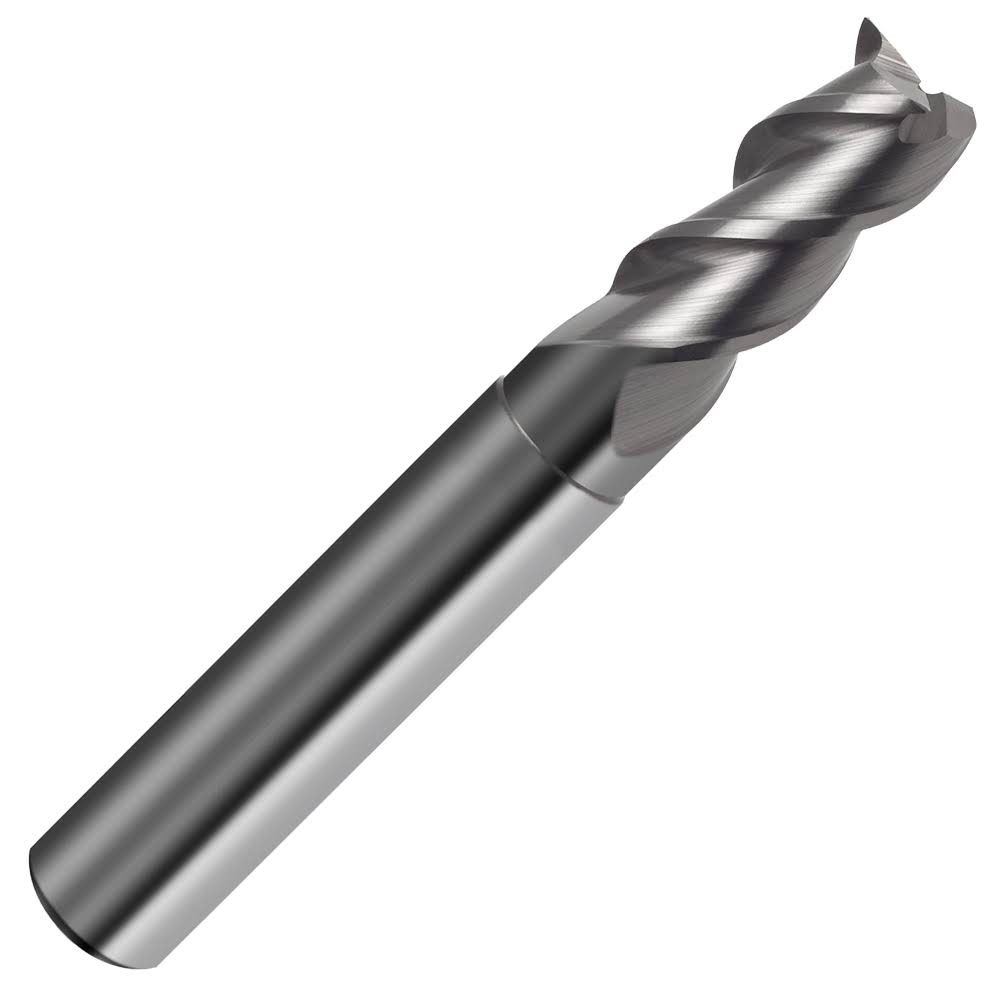 16mm Carbide End Mill, 3 Flute, 45° Helix, Bright Uncoated, 26mm LOC, 44mm Reach A535721
