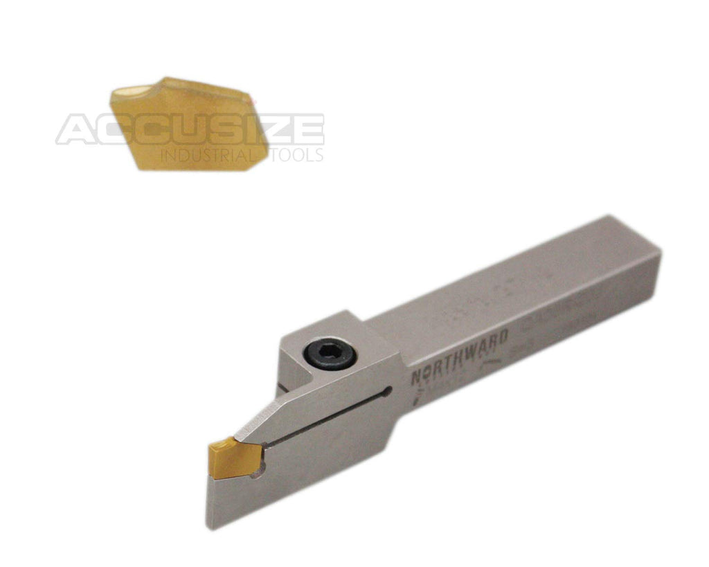 3/8'' x 1/2'' Heavy Duty Indexable Grooving/Parting Holder with 11 Tin Coated Carbide Inserts U291463