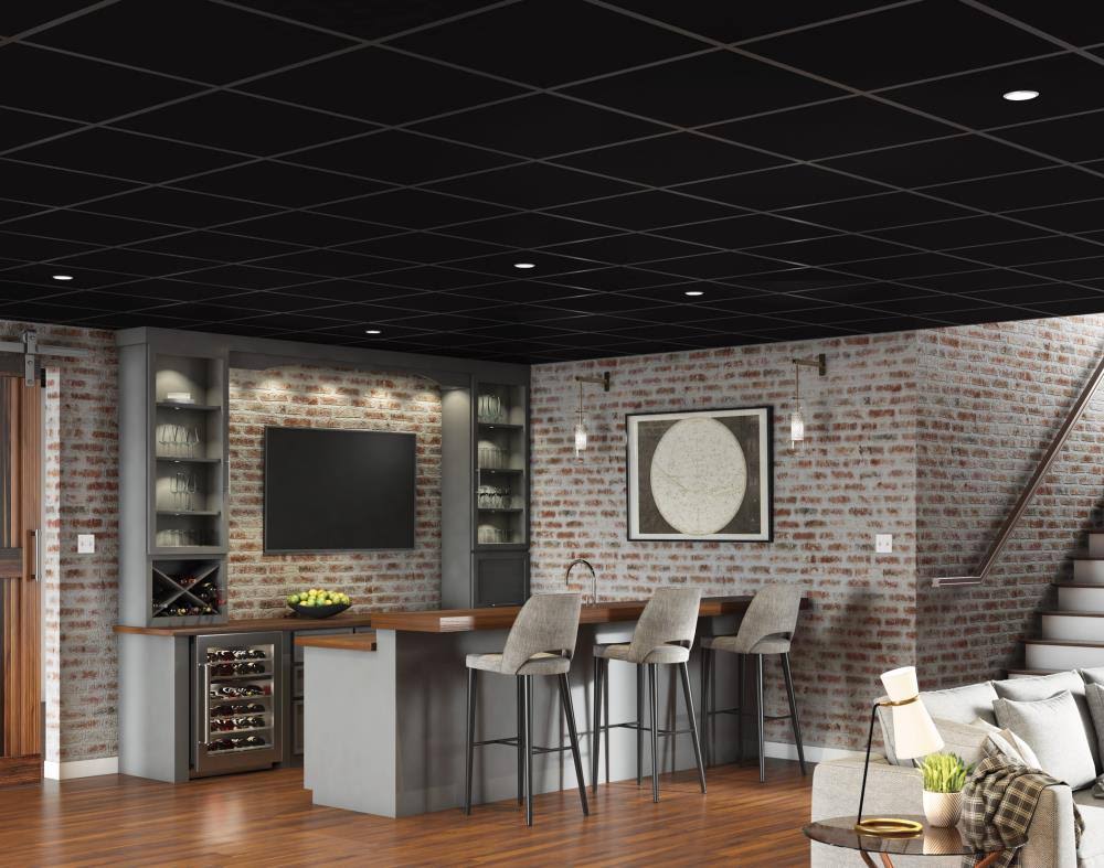 Flat Black 2 ft. x 2 ft. PVC Square Edge Lay-In Ceiling Tile T340