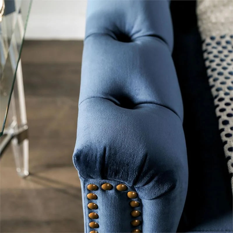 Blue Fabric Tufted 2-Piece Sofa Set X259