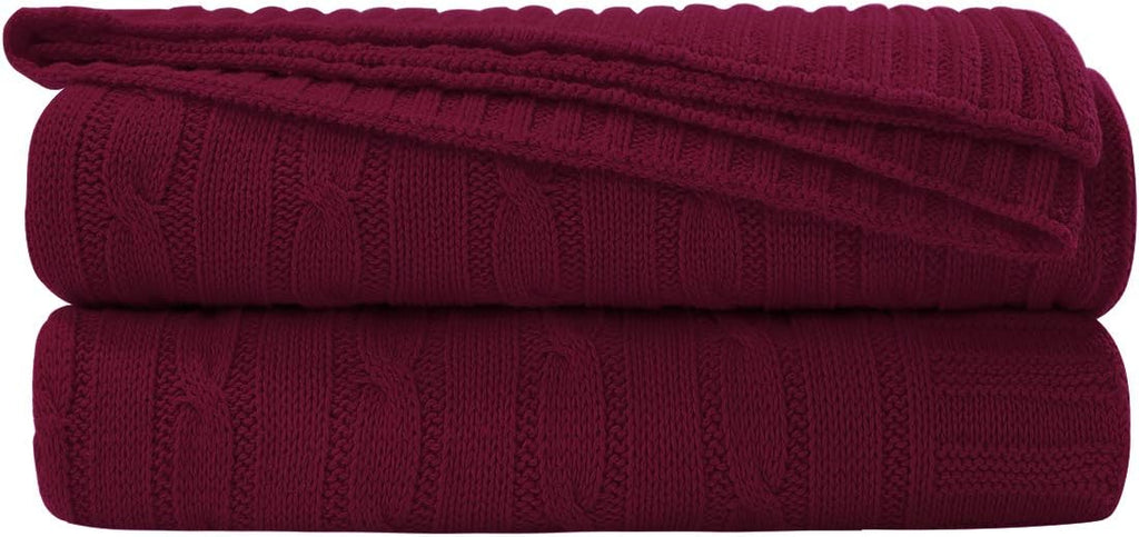 Rose Red 60x78 Inches 100% Cotton Knitted Throw Blanket T742176