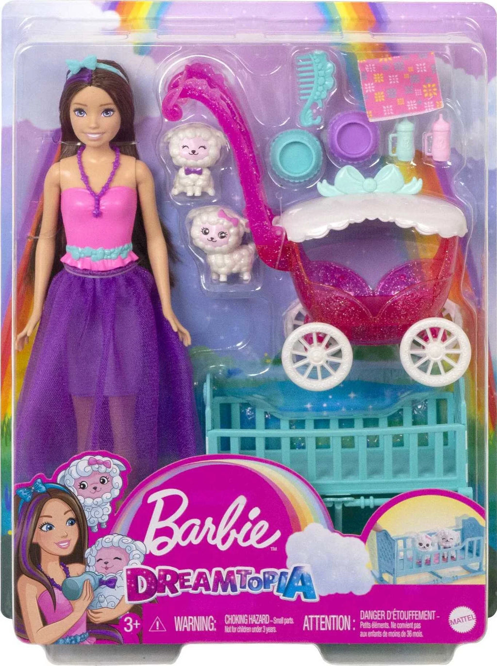 Barbie Skipper Doll with 2 Baby Lambs, Stroller and Crib L989690