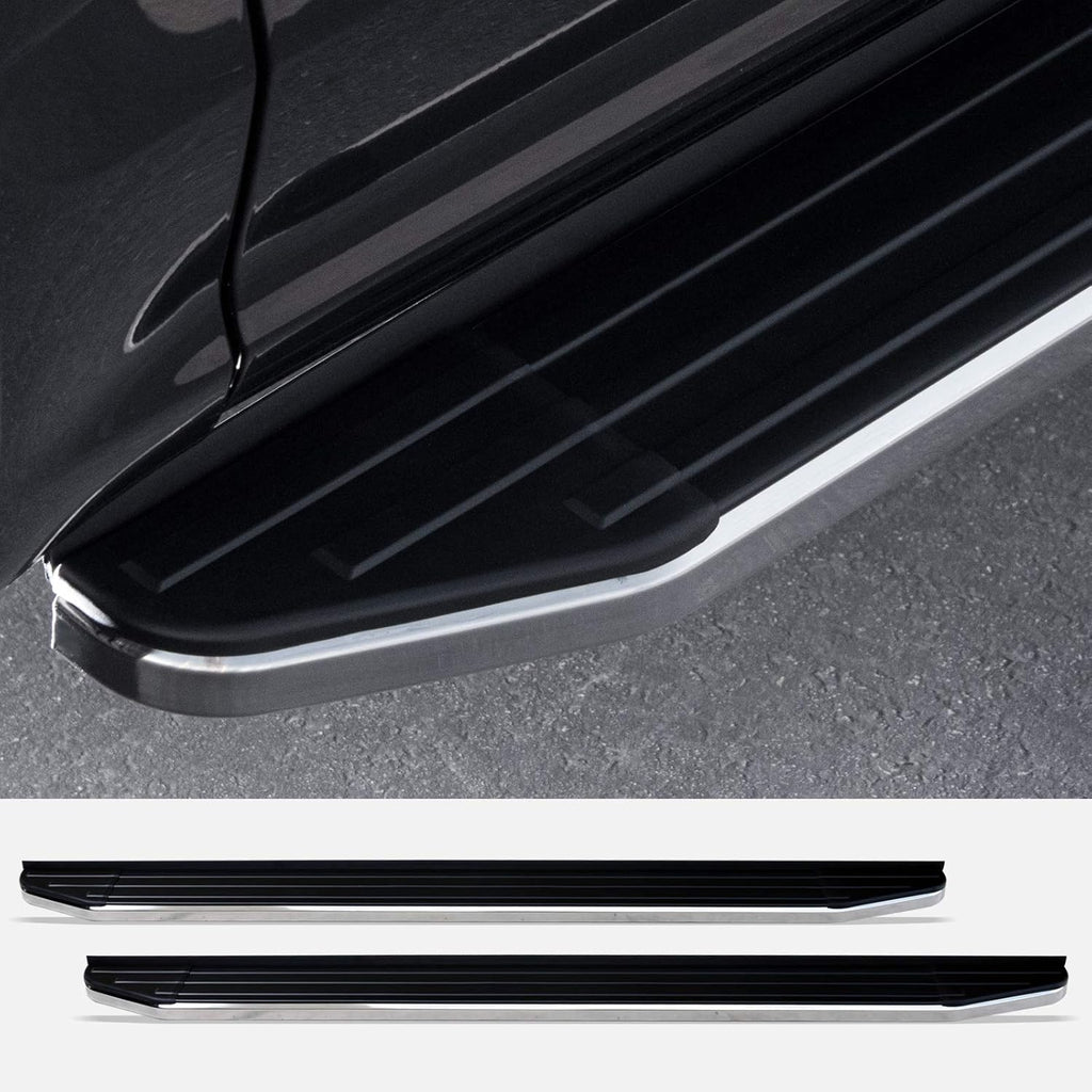 Black Aluminum Running Boards with Chrome Trim C973