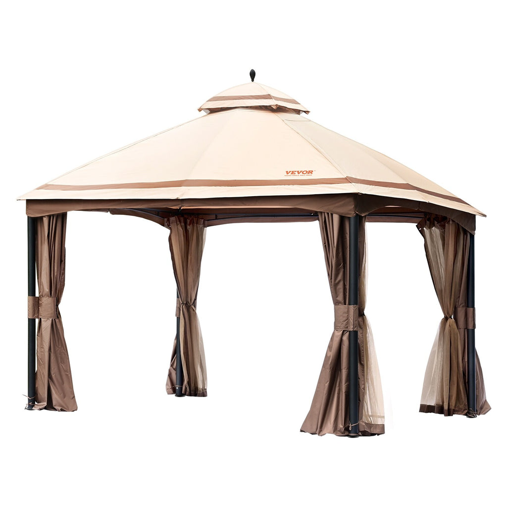 10x13ft Patio Gazebo with Mosquito Net, Metal Frame O30141