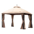 10x13ft Patio Gazebo with Mosquito Net, Metal Frame O30141