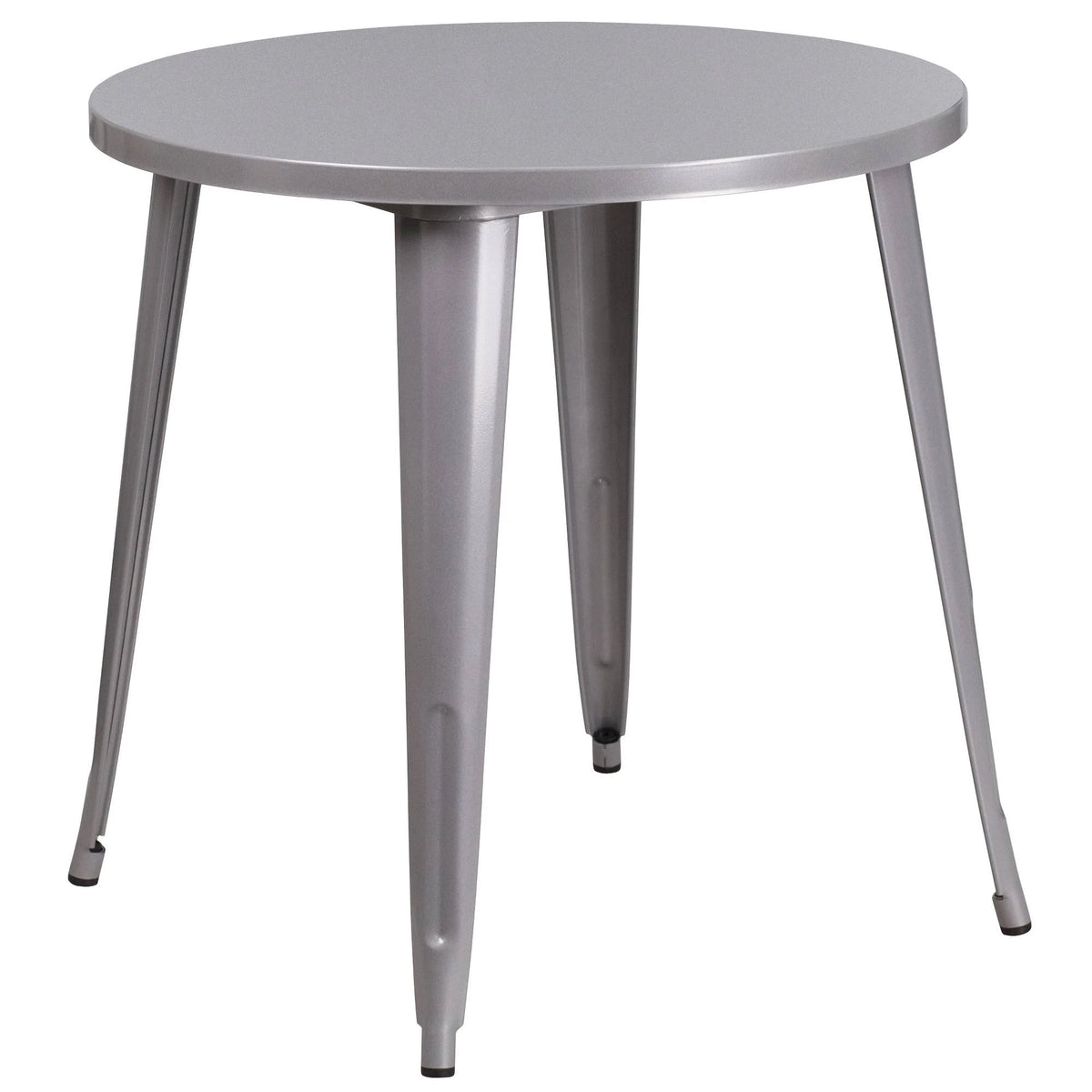 Silver Round Metal Table Set with 4 Cafe Chairs Y480630