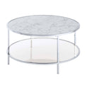 Round Coffee Table White Faux Marble Chrome L715423