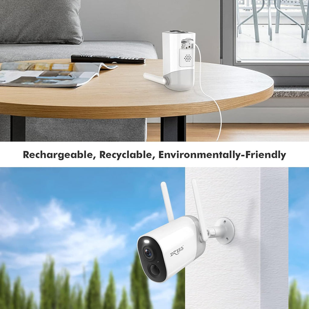 Wireless Outdoor Security Camera with Spotlight, Rechargeable Battery, AI Motion Detection, 2-Way Talk, Color Night Vision, IP66 WiFi Camera Q6218