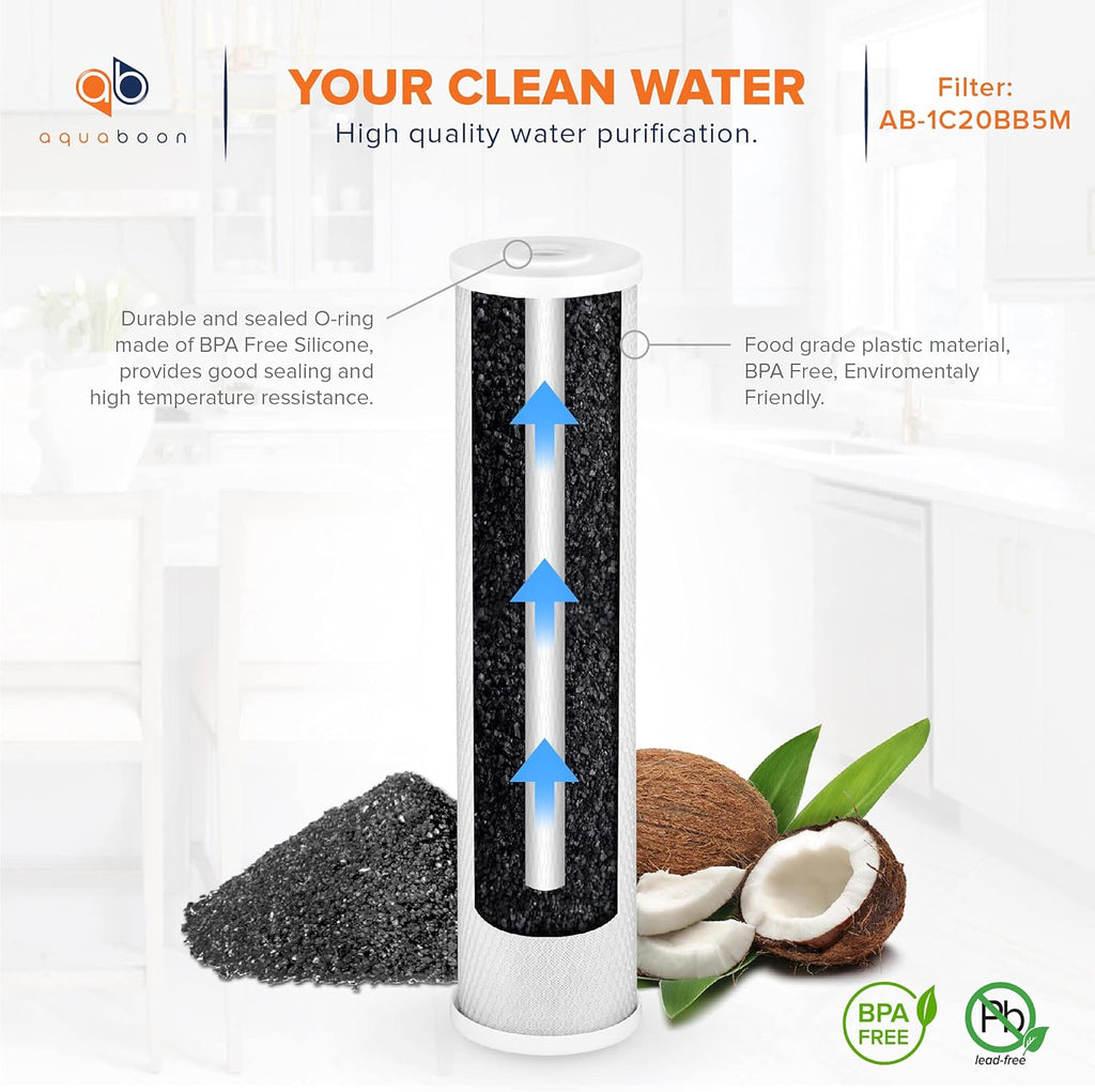 5 Micron 20 x 4.5 CTO Carbon Block Sediment Replacement Filter Cartridges Set B3950