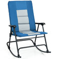 Foldable Rocking Padded Camping Chair with Backrest Armrest Blue B865240