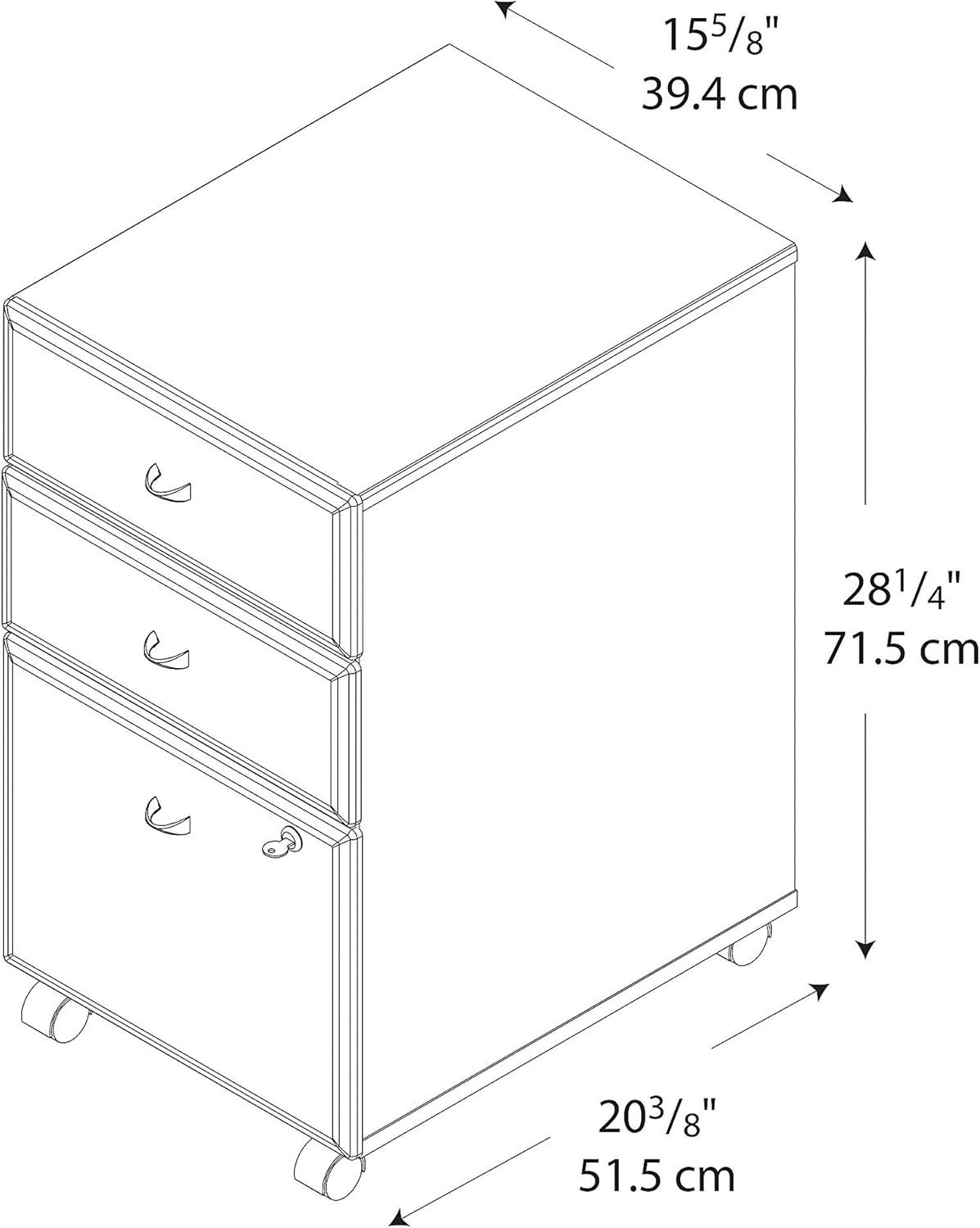 3 Drawer Mobile File Cabinet, Natural Cherry/Slate M167919