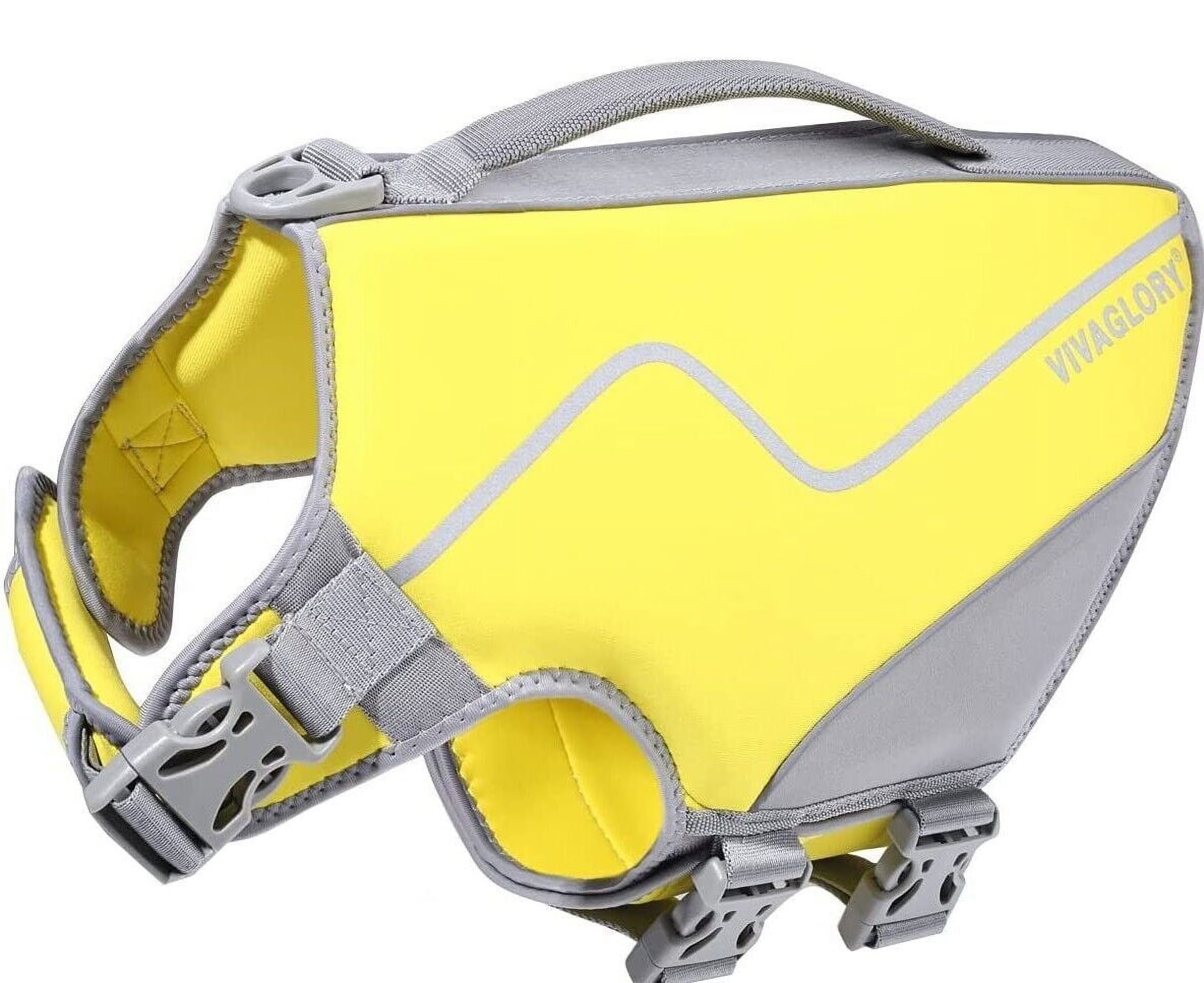 Yellow Neoprene Dog Life Jacket with Handle F801