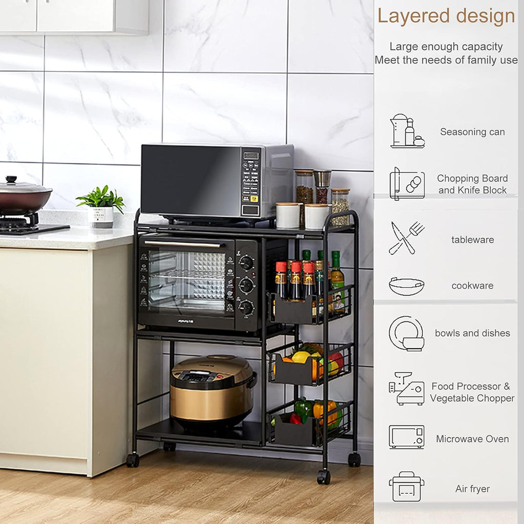 Kitchen Standing Bakers Rack with Storage Basket O4435