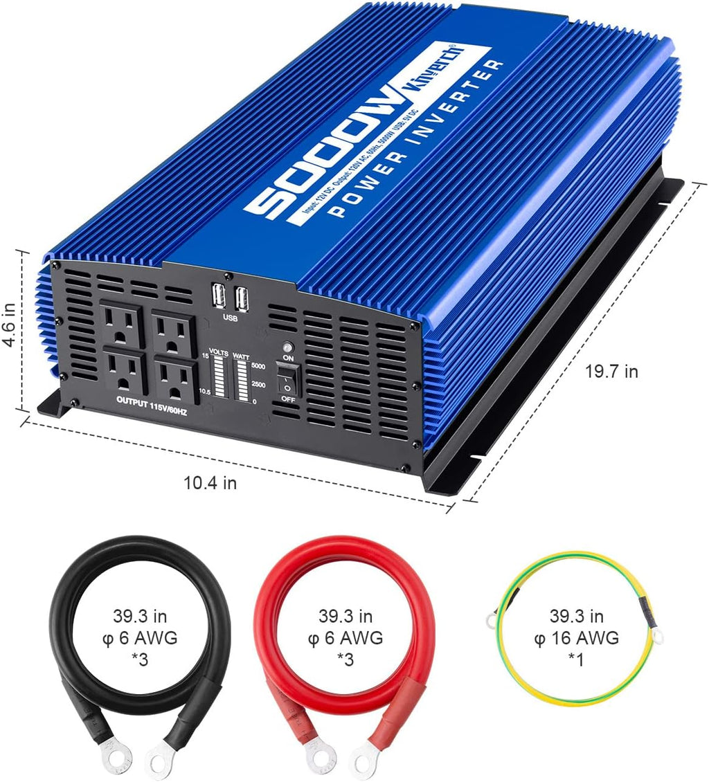 5000W Power Inverter 12V to 110V 4AC Outlets 2USB Ports S20499