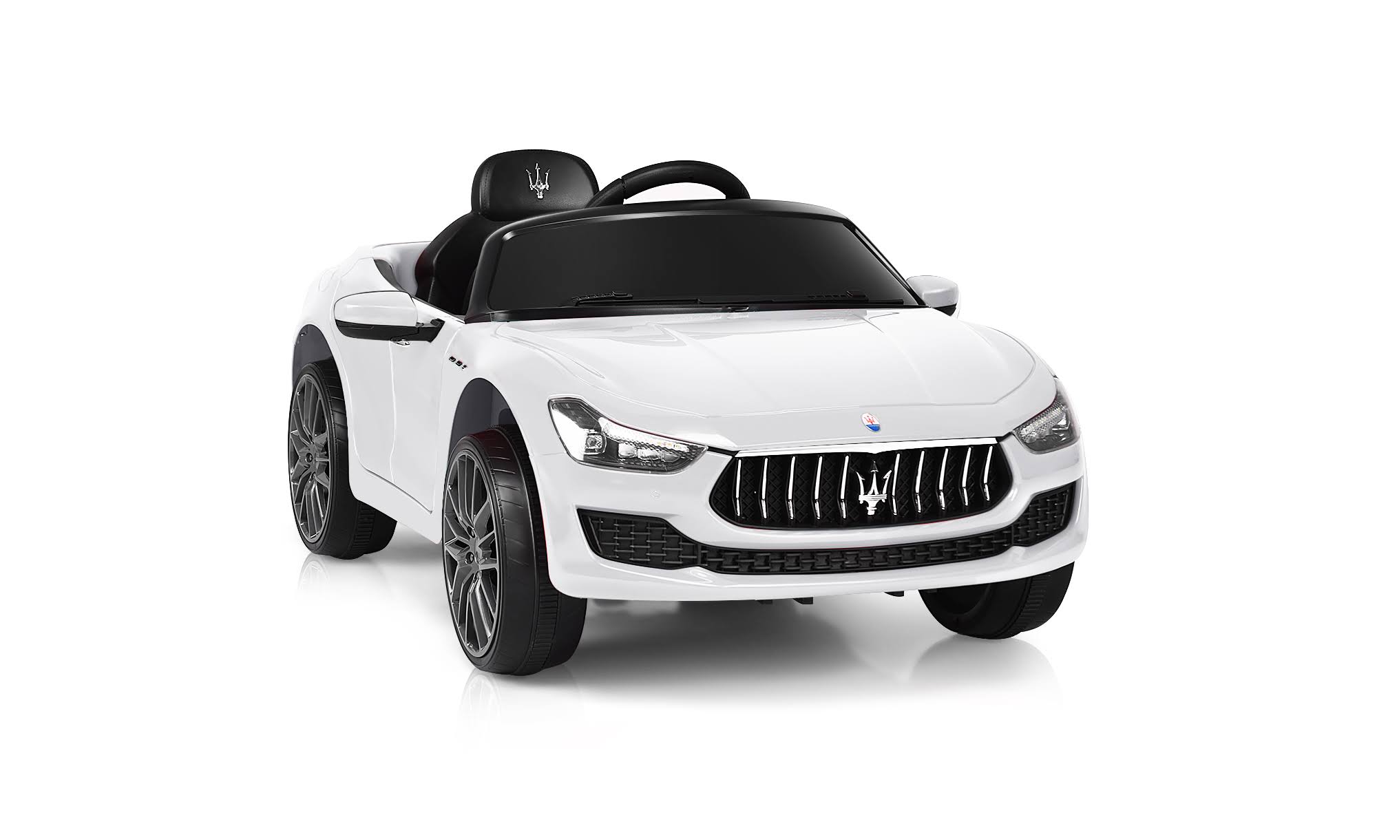 12V Licensed Kids Ride on Car with RC Remote Control LED Lights White J110