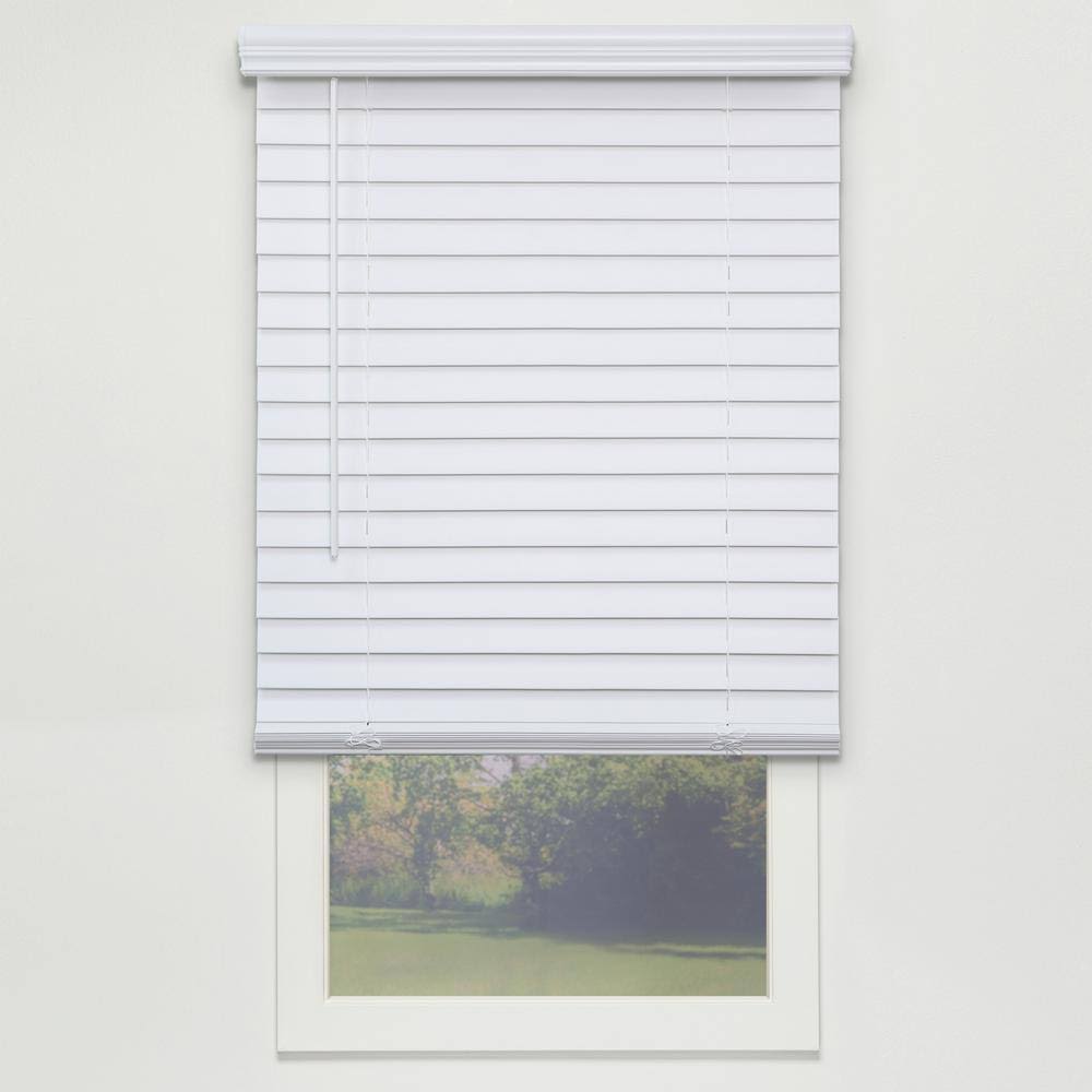 White Cordless PVC Faux Wood Blind 71 in. W x 72 in. L S716