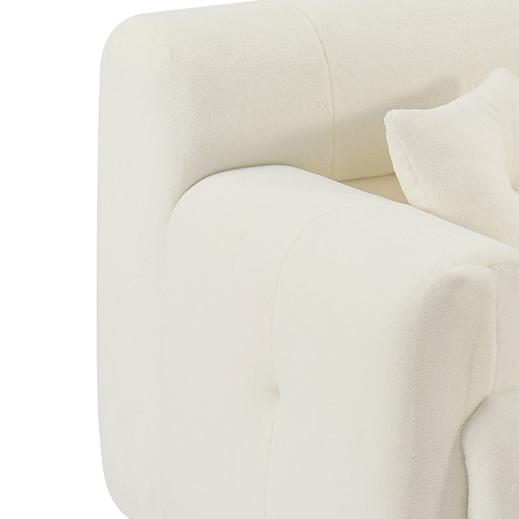 Beige Faux Rabbit Fur Sofa S283