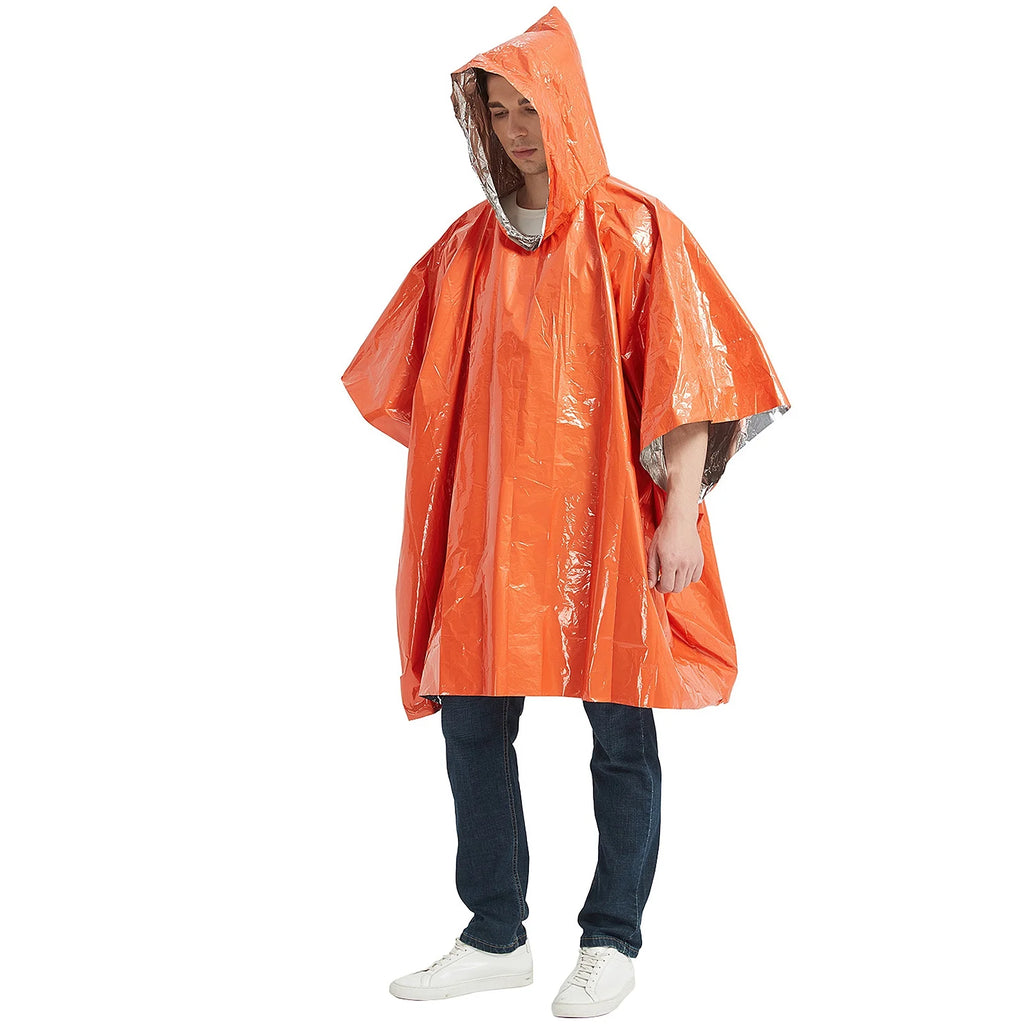 Waterproof Heat Reflective Thermal Poncho Raincoat with Sleeping Bag and Tent Shelter Q92896