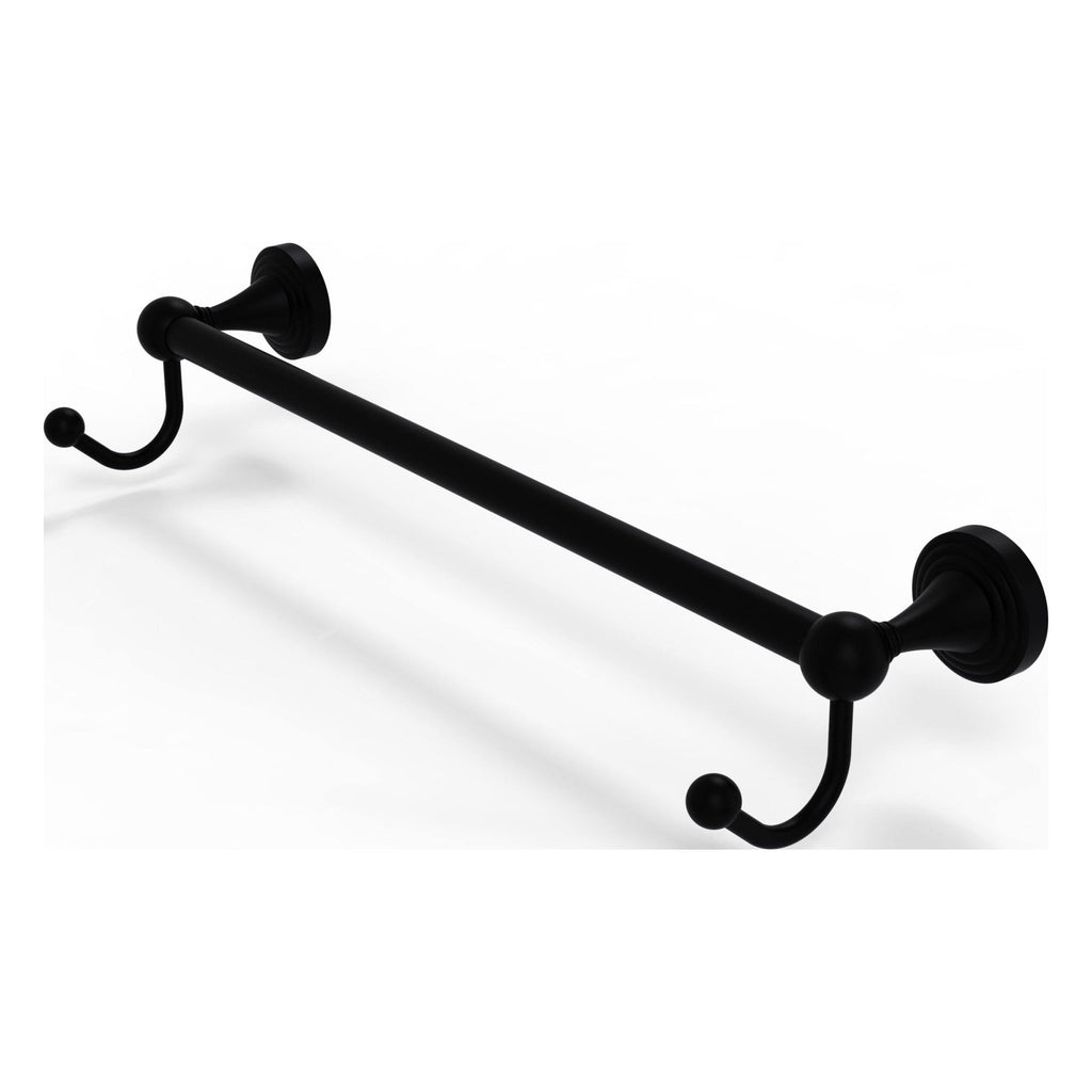 18 in. Matte Black Towel Bar with Integrated Hooks L1335