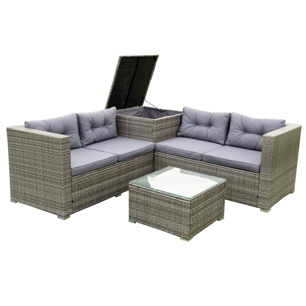 4 Piece Patio Sectional Wicker Rattan Outdoor Furniture Sofa Set Grey G791484