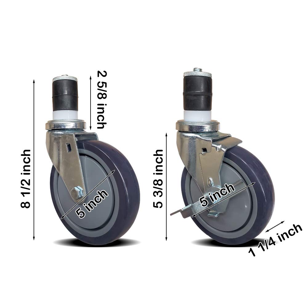 Set of 4 Expanding Stem Casters with and Without Brakes R97293