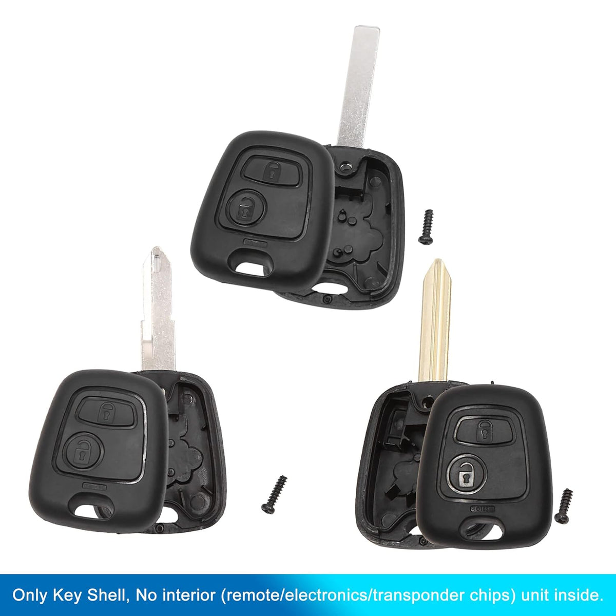 65pcs 2 Buttons Uncut Insert Key Fob Case Remote Control Shell for Citroen for Peugeot 106 206 306 107 207 307 Pack of 2 B57665