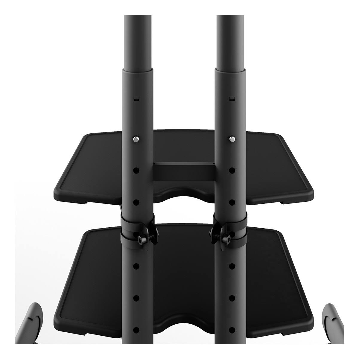 Black Mobile TV Mount with Two Adjustable Shelves C31417