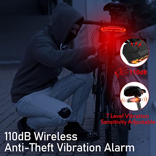 Smart Bike Tail Light with Turn Signals, Remote Control Rear Light USB Rechargeable IP65 Waterproof I756