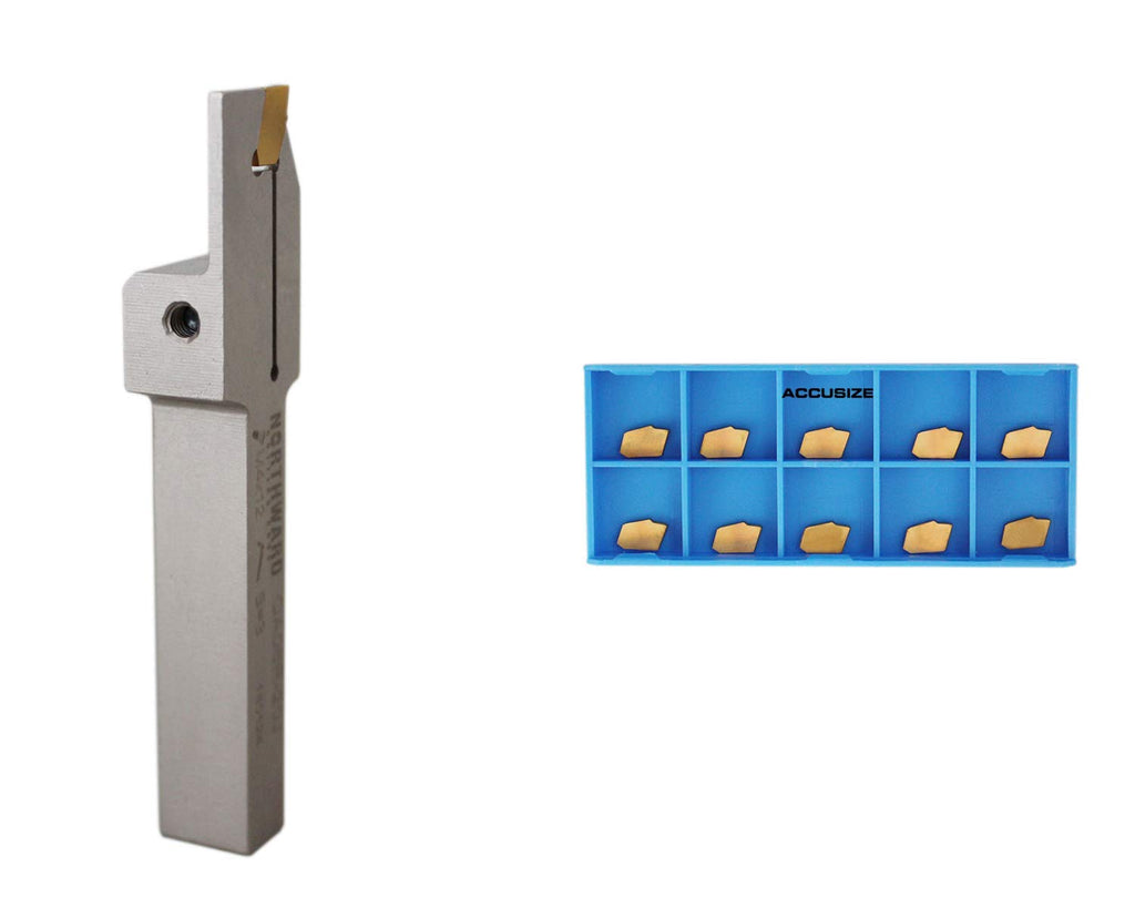 3/8'' x 1/2'' Heavy Duty Indexable Grooving/Parting Holder with 11 Tin Coated Carbide Inserts U291463