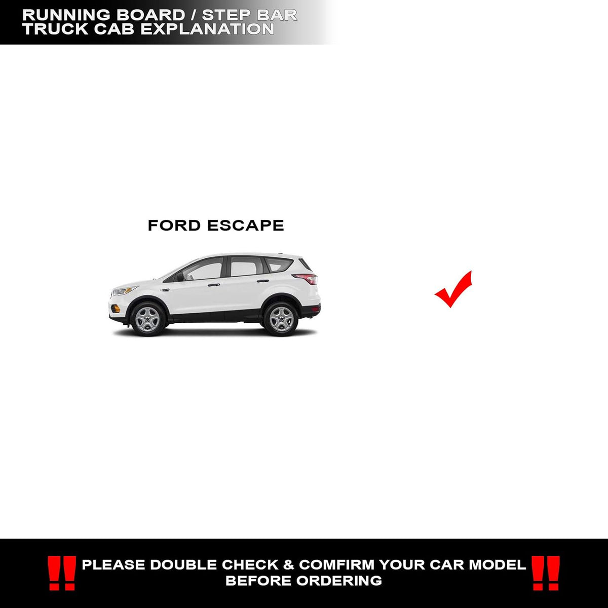 Black Aluminum Running Boards with Chrome Trim C973