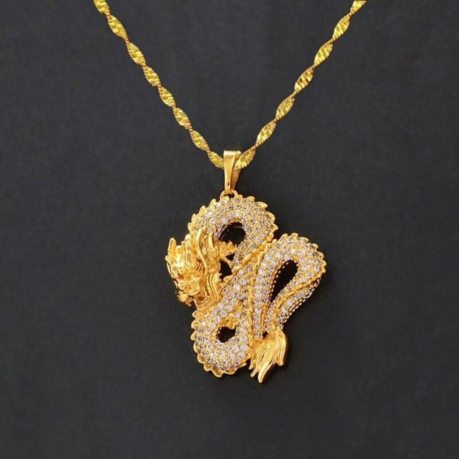 18K Gold Filled Over Silver Dragon Pendant Necklace L2221