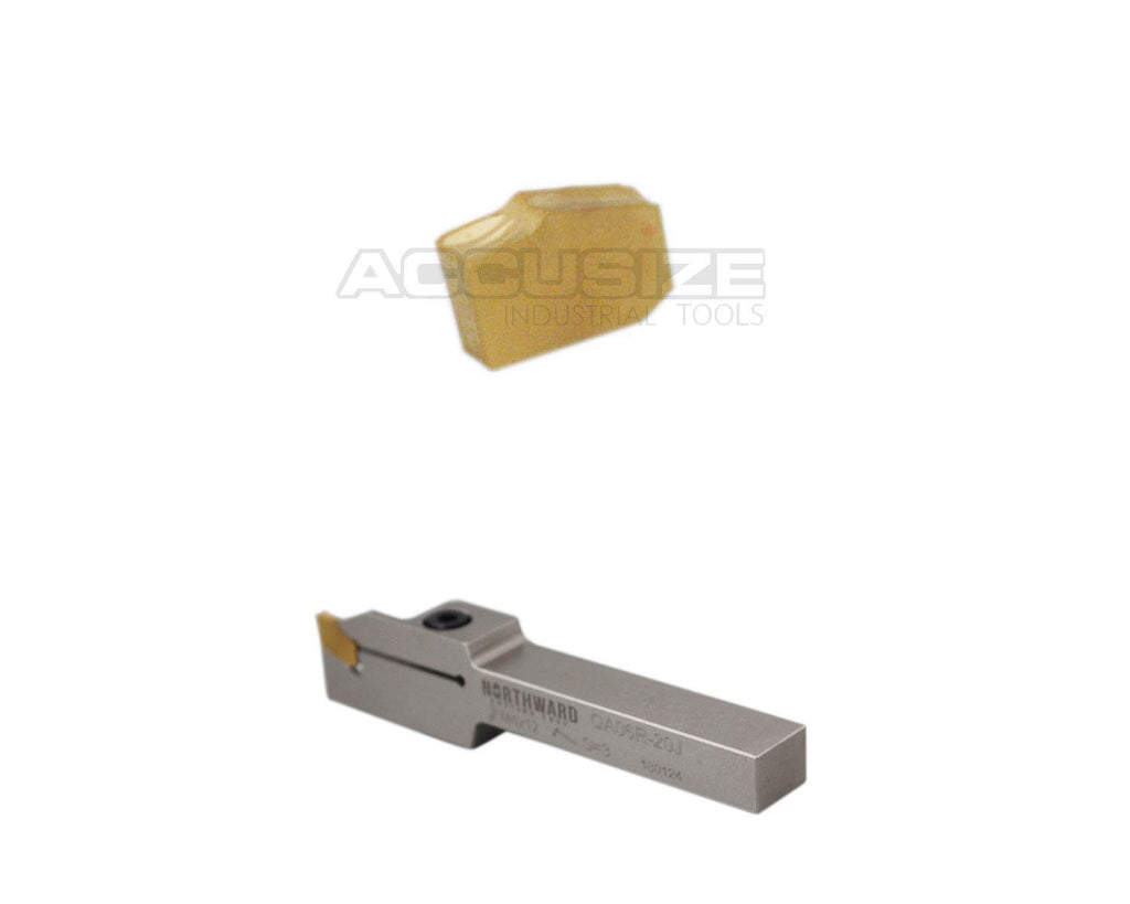 3/8'' x 1/2'' Heavy Duty Indexable Grooving/Parting Holder with 11 Tin Coated Carbide Inserts U291463