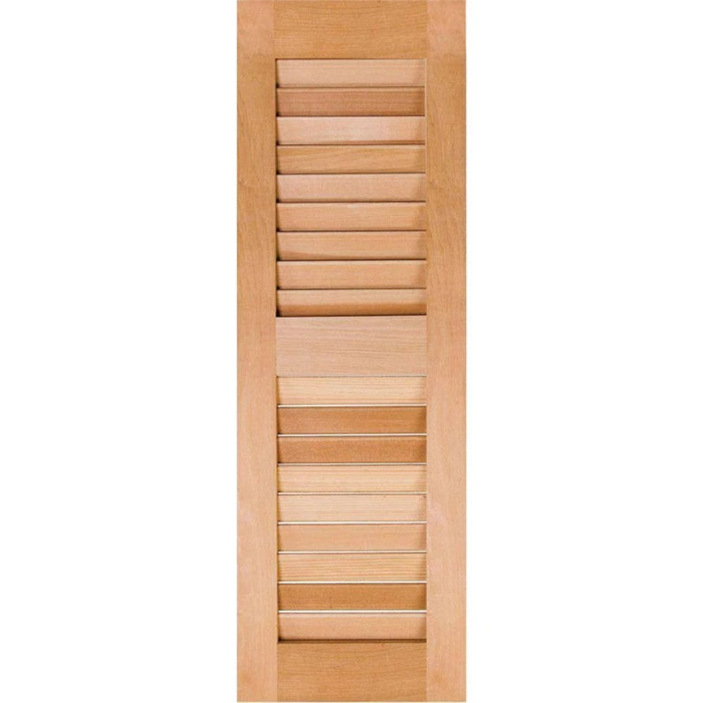 18 in. x 48 in. Exterior Real Wood Pine Louvered Shutters Pair P5544