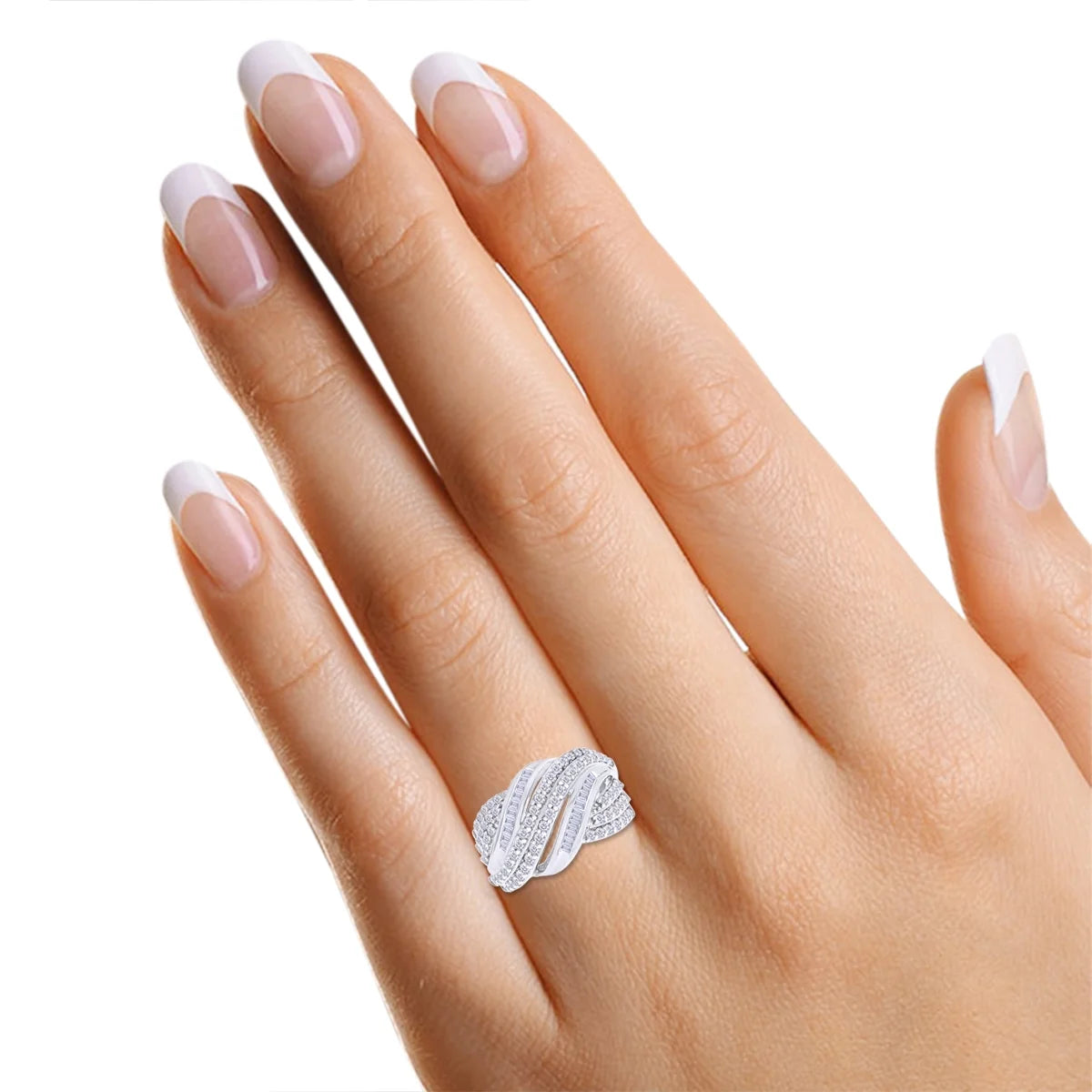 14K Gold Over Sterling Silver Multi-Row Engagement Ring G8148
