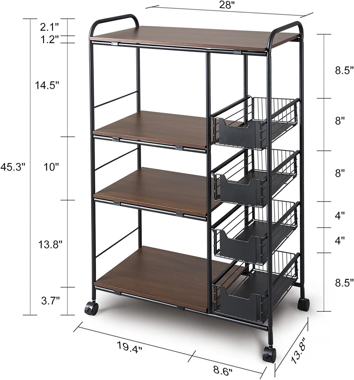 Kitchen Standing Bakers Rack with Storage Basket O4435