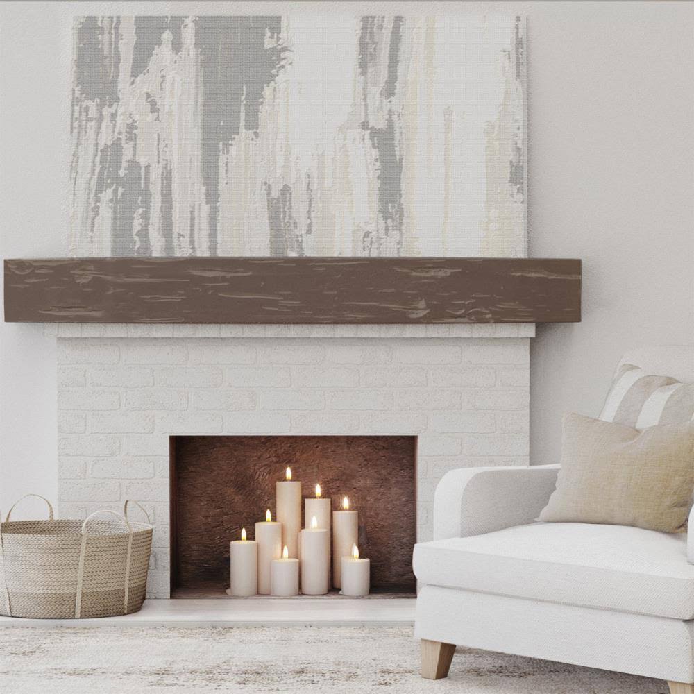 Pecky Cypress Faux Wood Fireplace Mantel, Vintage Mahogany B235843